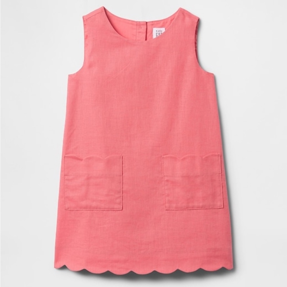 NWT Baby Gap Linen-Cotton Scalloped Shift Dress, 3T